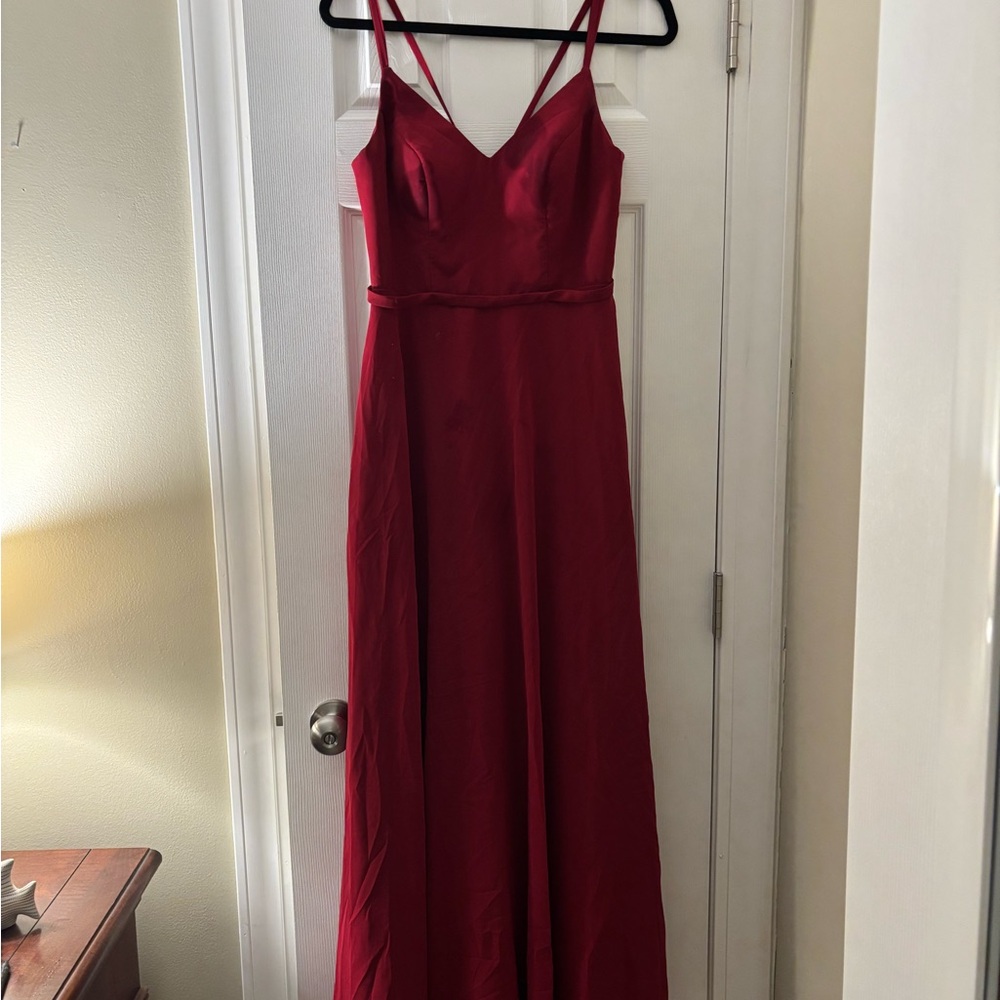 Burgundy Red Azazie Janine Bridesmaid Dress